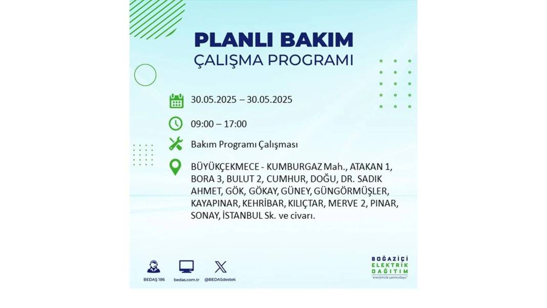 ELEKTRİKLER SAATLERCE OLMAYACAK: BEDAŞ 30 Mayıs Cuma günü elektrik kesintisi yaşayacak ilçeleri sıraladı 48