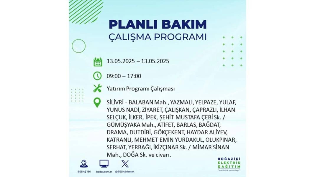 KARANLIĞA GÖMÜLECEKLER: 13 Mayıs Salı İstanbul elektrik kesintisi. BEDAŞ elektrik kesintisi yaşayacak ilçeleri sıraladı 56