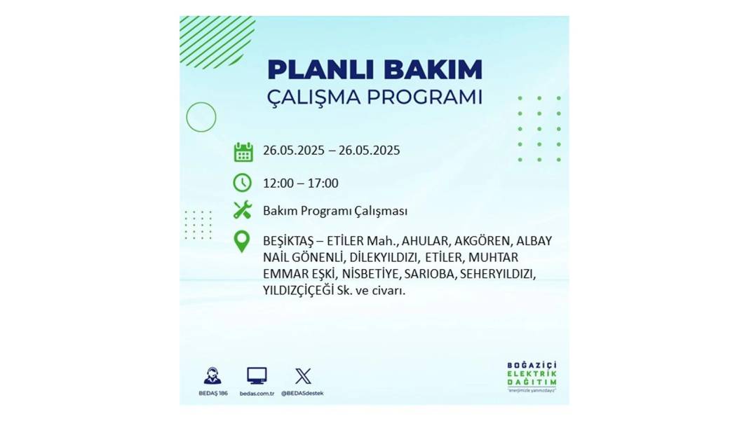 BÜYÜK ELEKTRİK KESİNTİSİ YAŞANACAK: BEDAŞ 26 Mayıs Pazartesi günü elektrik kesintisi yaşayacak ilçeleri sıraladı! 46