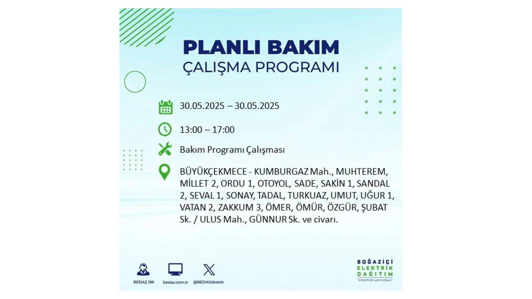 ELEKTRİKLER SAATLERCE OLMAYACAK: BEDAŞ 30 Mayıs Cuma günü elektrik kesintisi yaşayacak ilçeleri sıraladı 49