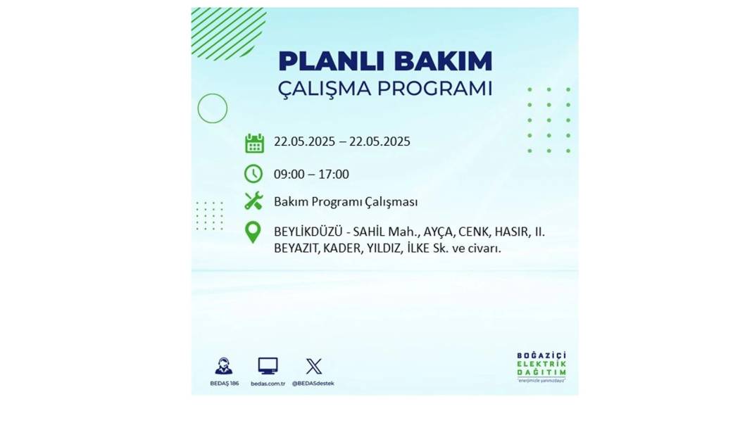 BÜYÜK KESİNTİ YAŞANACAK: 22 Mayıs Perşembe İstanbul elektrik kesintisi. BEDAŞ elektrik kesintisi yaşayacak ilçeleri sıraladı 49