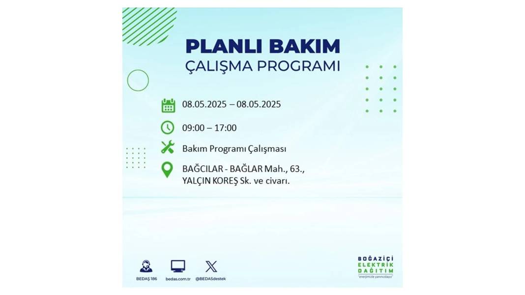 BÜYÜK ELEKTRİK KESİNTİSİ YAŞANACAK: 8 Mayıs Perşembe İstanbul elektrik kesintisi. BEDAŞ o ilçeleri uyardı! 77