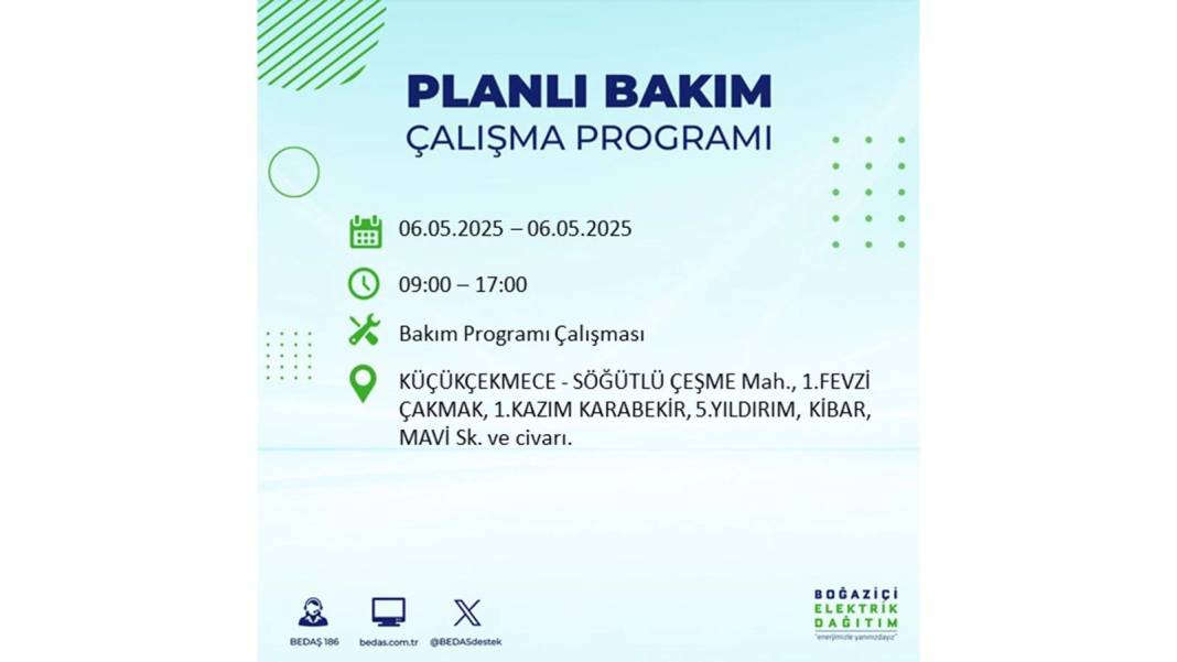 KARANLIĞA GÖMÜLECEKLER: 6 Mayıs Salı İstanbul elektrik kesintisi. BEDAŞ o ilçeleri teker teker uyardı 103