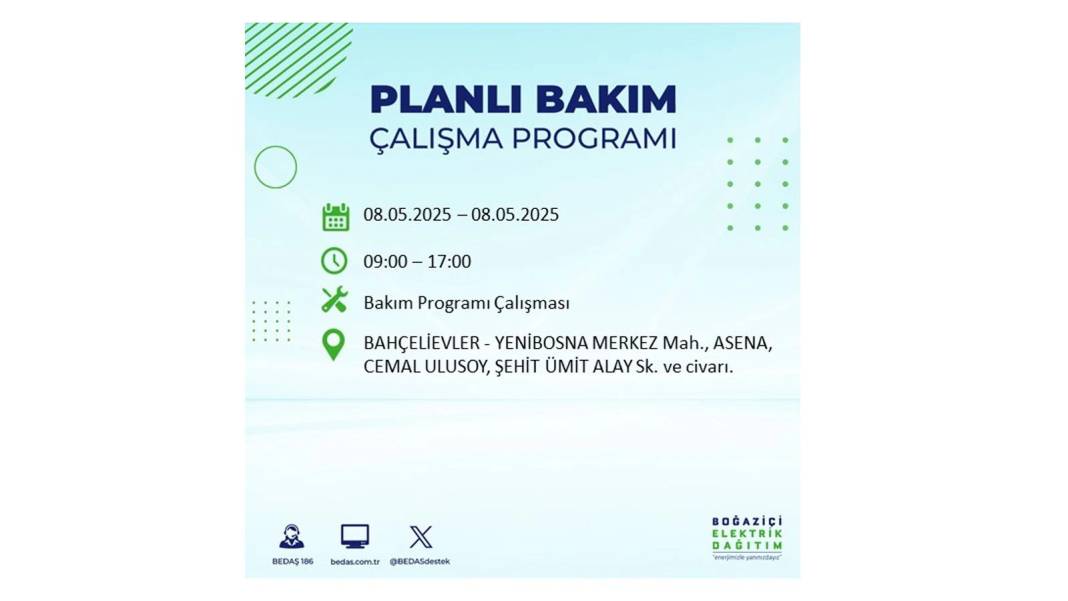BÜYÜK ELEKTRİK KESİNTİSİ YAŞANACAK: 8 Mayıs Perşembe İstanbul elektrik kesintisi. BEDAŞ o ilçeleri uyardı! 78