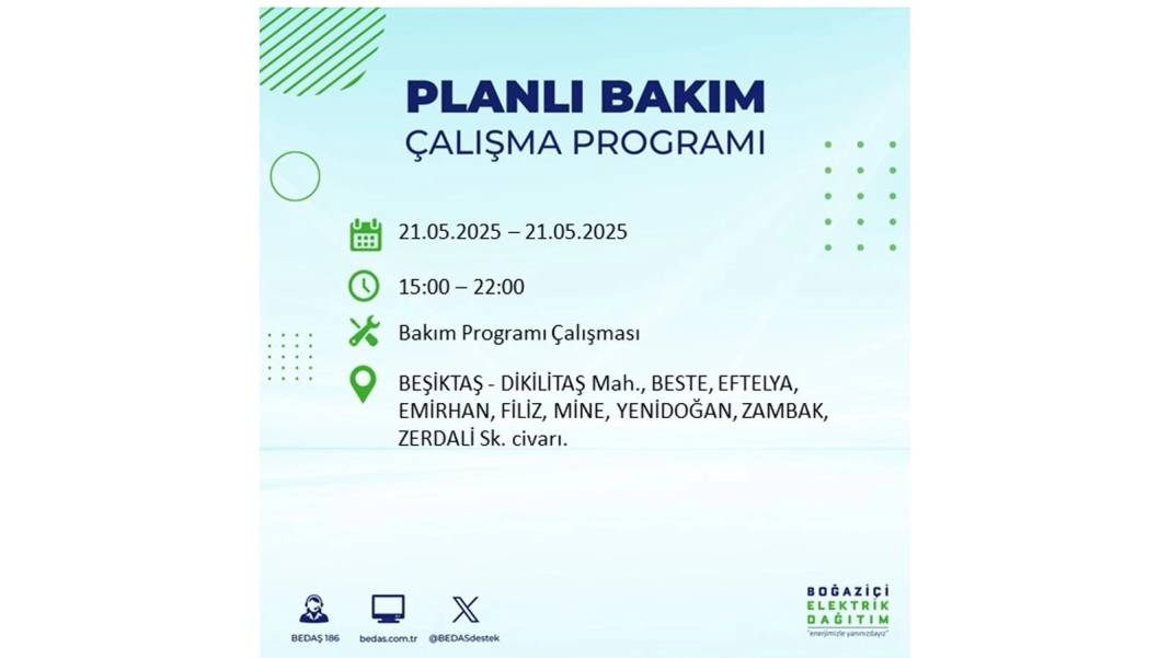 KARANLIĞA GÖMÜLECEKLER: 21 Mayıs Çarşamba İstanbul elektrik kesintisi. BEDAŞ elektrik kesintisi yaşayacakları sıraladı! 41