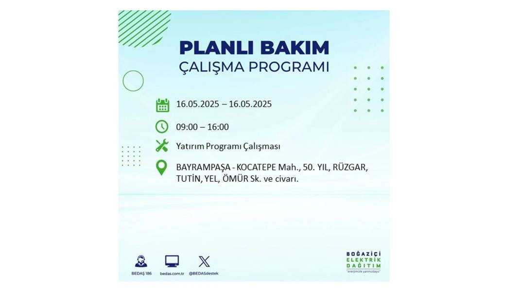 KARANLIĞA HAPSOLACAKLAR: 16 Mayıs Cuma İstanbul elektrik kesintisi. BEDAŞ elektrik kesintisi yaşayacak ilçeleri sıraladı! 68