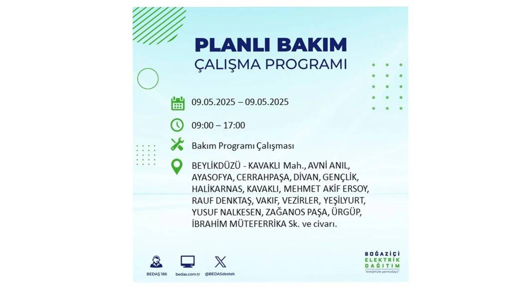 O İLÇELER KARANLIĞA GÖMÜLECEK: 9 Mayıs Cuma elektrik kesintisi yaşayacak ilçeler belli oldu. BEDAŞ'tan uyarı geldi! 75