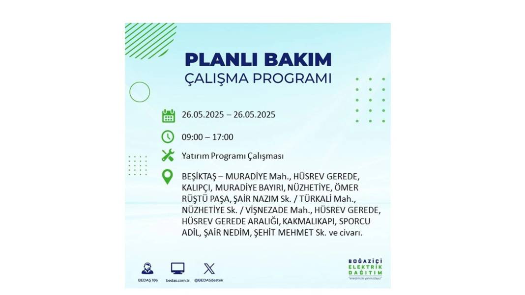 BÜYÜK ELEKTRİK KESİNTİSİ YAŞANACAK: BEDAŞ 26 Mayıs Pazartesi günü elektrik kesintisi yaşayacak ilçeleri sıraladı! 43