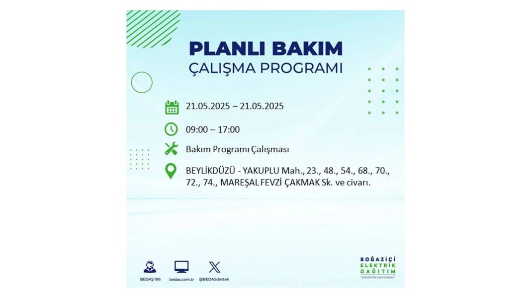 KARANLIĞA GÖMÜLECEKLER: 21 Mayıs Çarşamba İstanbul elektrik kesintisi. BEDAŞ elektrik kesintisi yaşayacakları sıraladı! 43