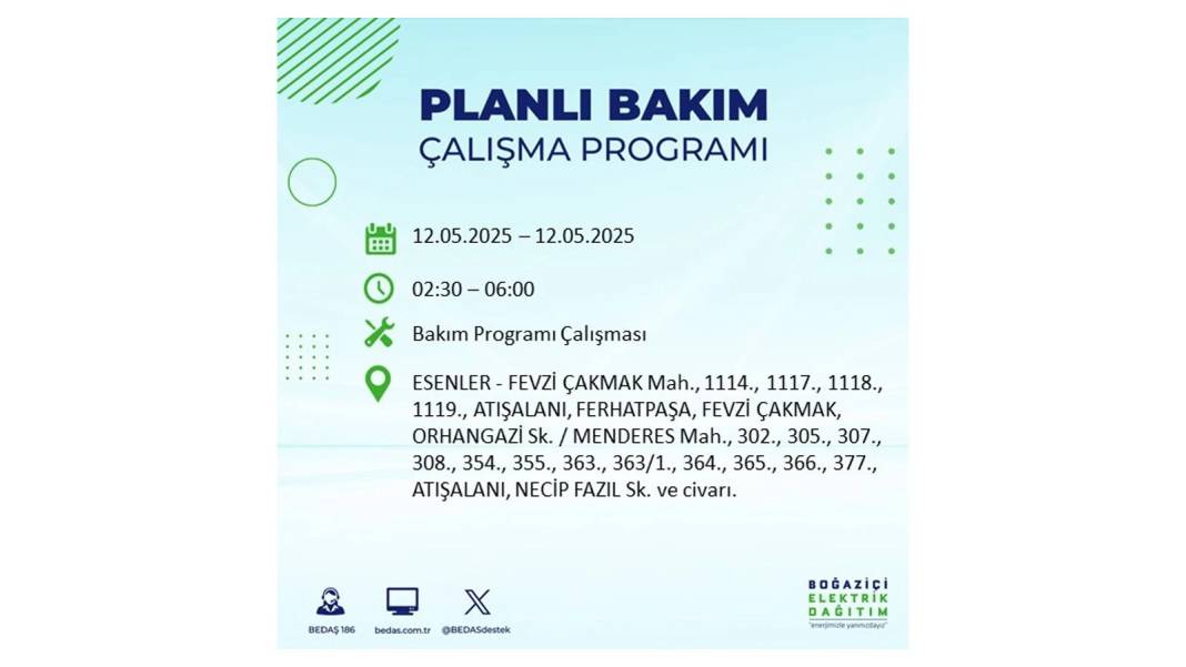 12 Mayıs İstanbul elektrik kesintisi: BEDAŞ elektrik kesintisi yaşayacak ilçeleri sıraladı. Elektrikler ne zaman gelecek? 39