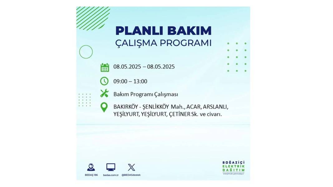 BÜYÜK ELEKTRİK KESİNTİSİ YAŞANACAK: 8 Mayıs Perşembe İstanbul elektrik kesintisi. BEDAŞ o ilçeleri uyardı! 75