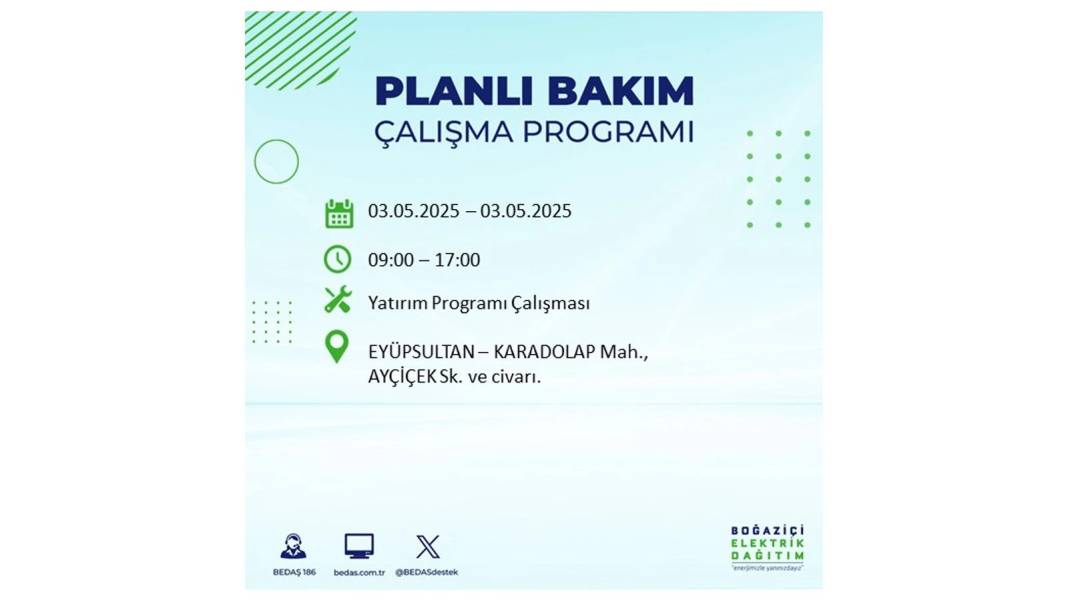 KARANLIĞA GÖMÜLECEKLER: 3 Mayıs Cumartesi elektrik kesintisi yaşayacak ilçeler belli oldu. BEDAŞ o ilçeleri uyardı! 22