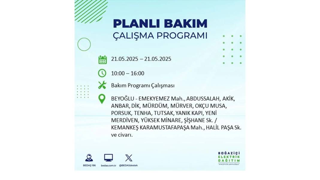 KARANLIĞA GÖMÜLECEKLER: 21 Mayıs Çarşamba İstanbul elektrik kesintisi. BEDAŞ elektrik kesintisi yaşayacakları sıraladı! 39