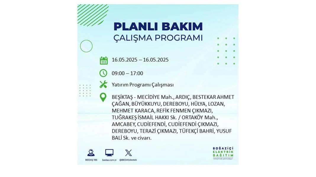 KARANLIĞA HAPSOLACAKLAR: 16 Mayıs Cuma İstanbul elektrik kesintisi. BEDAŞ elektrik kesintisi yaşayacak ilçeleri sıraladı! 64