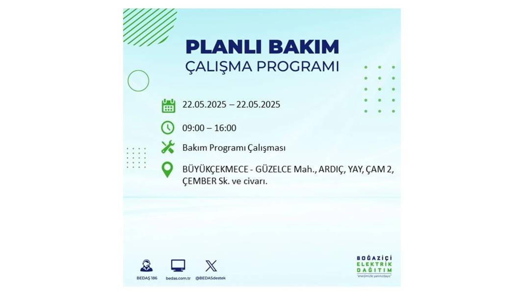 BÜYÜK KESİNTİ YAŞANACAK: 22 Mayıs Perşembe İstanbul elektrik kesintisi. BEDAŞ elektrik kesintisi yaşayacak ilçeleri sıraladı 47