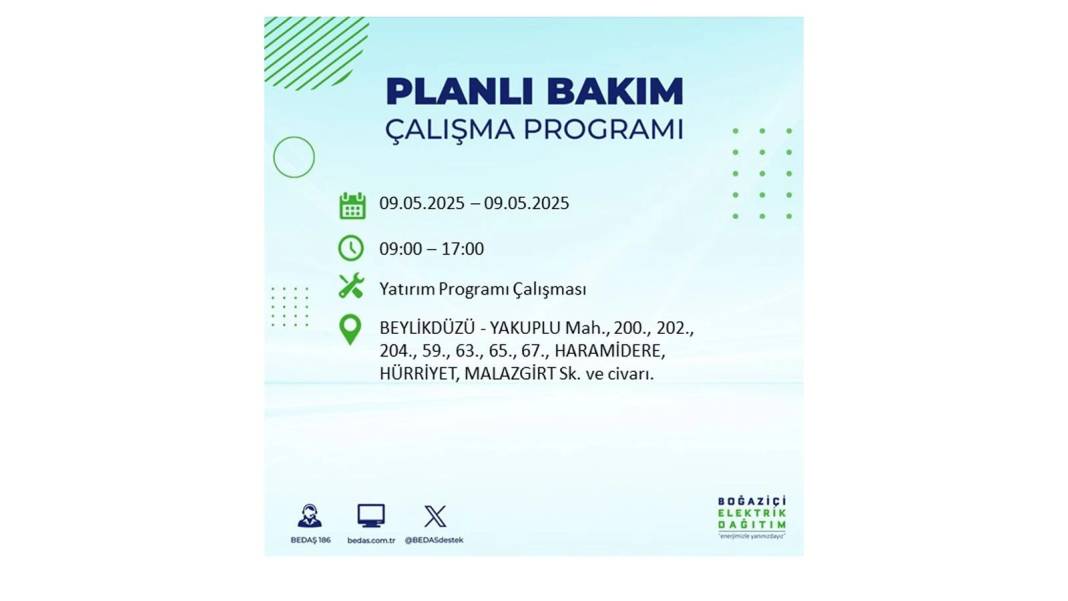 O İLÇELER KARANLIĞA GÖMÜLECEK: 9 Mayıs Cuma elektrik kesintisi yaşayacak ilçeler belli oldu. BEDAŞ'tan uyarı geldi! 77