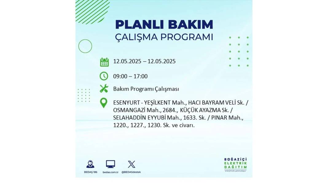 12 Mayıs İstanbul elektrik kesintisi: BEDAŞ elektrik kesintisi yaşayacak ilçeleri sıraladı. Elektrikler ne zaman gelecek? 35