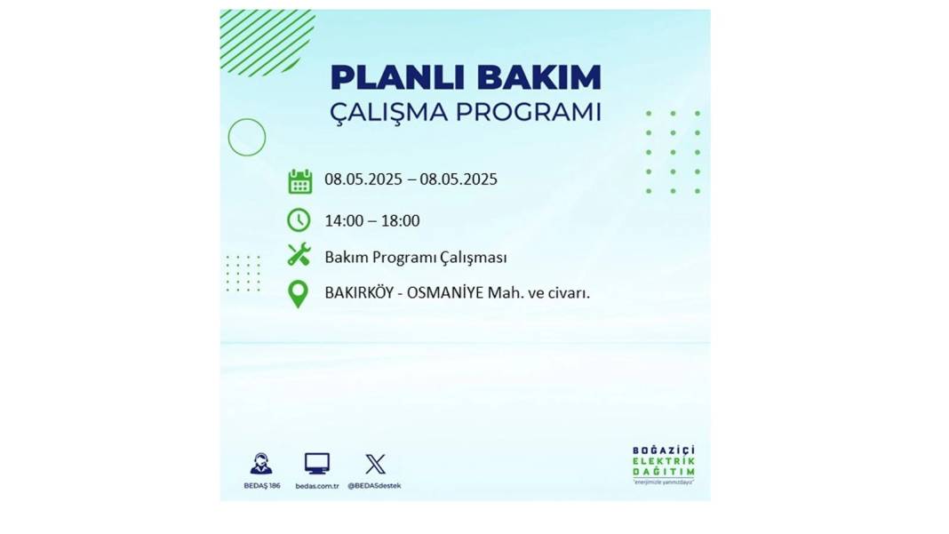 BÜYÜK ELEKTRİK KESİNTİSİ YAŞANACAK: 8 Mayıs Perşembe İstanbul elektrik kesintisi. BEDAŞ o ilçeleri uyardı! 74