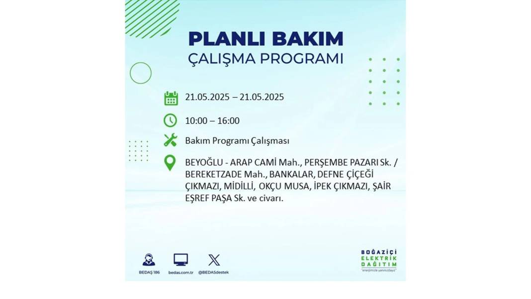 KARANLIĞA GÖMÜLECEKLER: 21 Mayıs Çarşamba İstanbul elektrik kesintisi. BEDAŞ elektrik kesintisi yaşayacakları sıraladı! 37