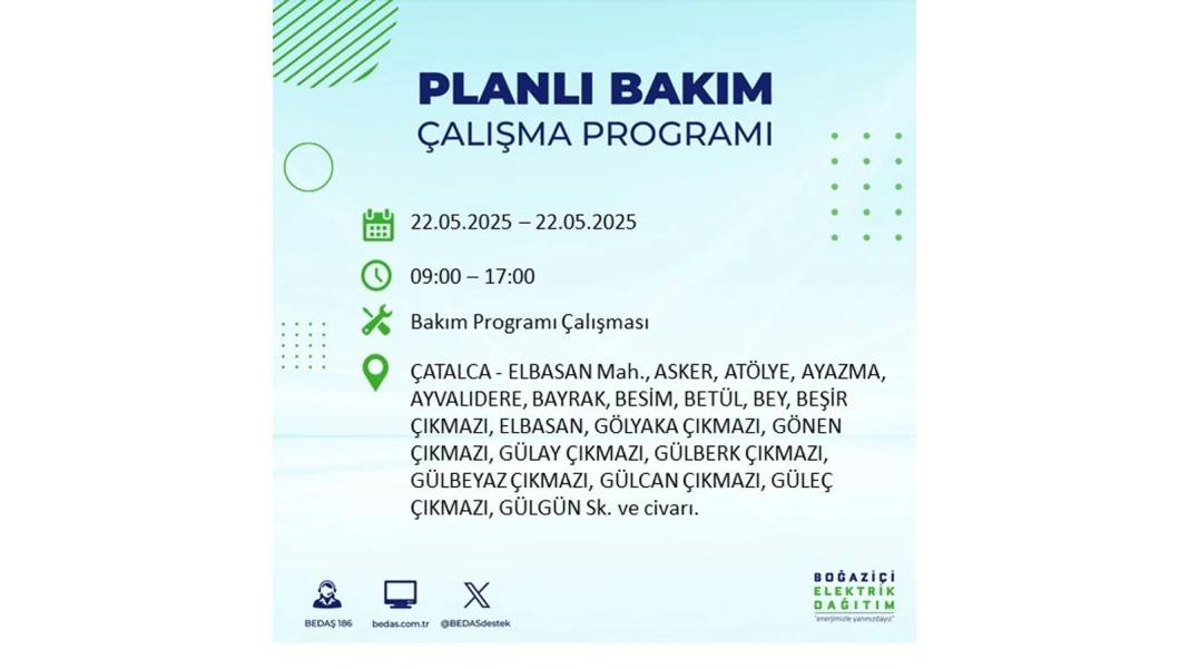 BÜYÜK KESİNTİ YAŞANACAK: 22 Mayıs Perşembe İstanbul elektrik kesintisi. BEDAŞ elektrik kesintisi yaşayacak ilçeleri sıraladı 41