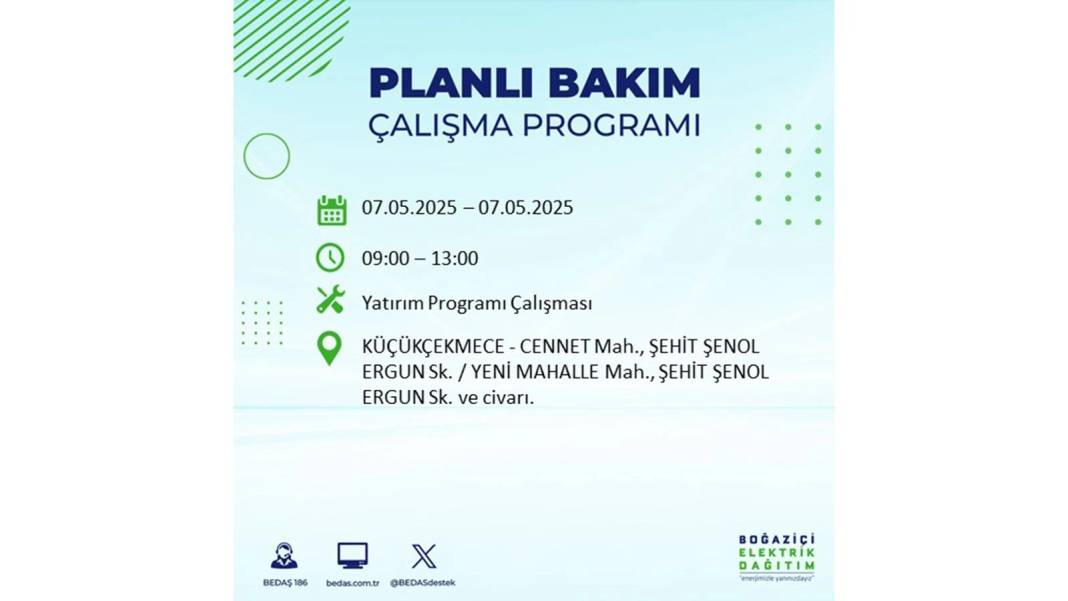 BÜYÜK ELEKTRİK KESİNTİSİ YAŞANACAK: BEDAŞ 7 Mayıs Çarşamba günü elektrik kesintisi yaşayacak ilçeleri sıraladı! 58