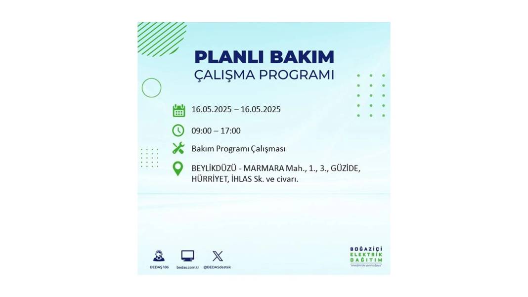 KARANLIĞA HAPSOLACAKLAR: 16 Mayıs Cuma İstanbul elektrik kesintisi. BEDAŞ elektrik kesintisi yaşayacak ilçeleri sıraladı! 63