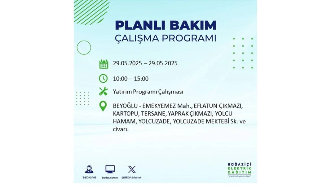 BÜYÜK ELEKTRİK KESİNTİSİ YAŞANACAK: BEDAŞ 29 Mayıs elektrik kesintisi yaşayacak ilçeleri sıraladı! 45