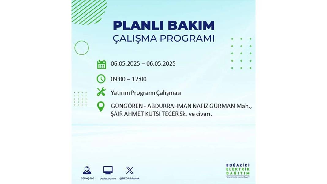 KARANLIĞA GÖMÜLECEKLER: 6 Mayıs Salı İstanbul elektrik kesintisi. BEDAŞ o ilçeleri teker teker uyardı 101