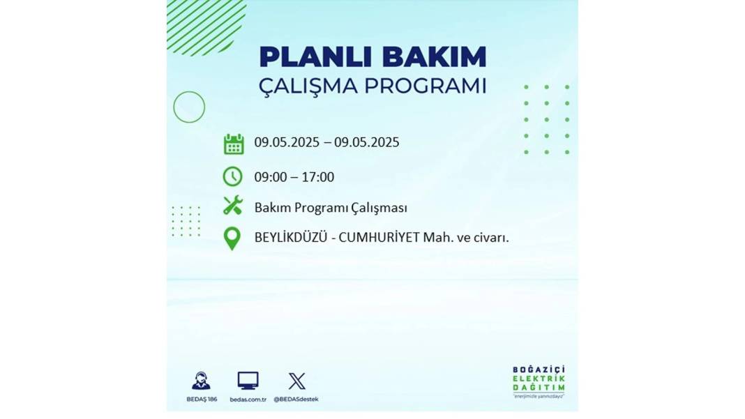 O İLÇELER KARANLIĞA GÖMÜLECEK: 9 Mayıs Cuma elektrik kesintisi yaşayacak ilçeler belli oldu. BEDAŞ'tan uyarı geldi! 73