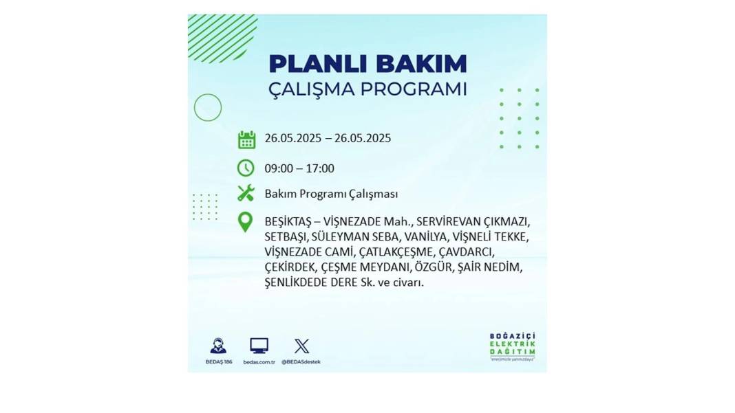 BÜYÜK ELEKTRİK KESİNTİSİ YAŞANACAK: BEDAŞ 26 Mayıs Pazartesi günü elektrik kesintisi yaşayacak ilçeleri sıraladı! 40