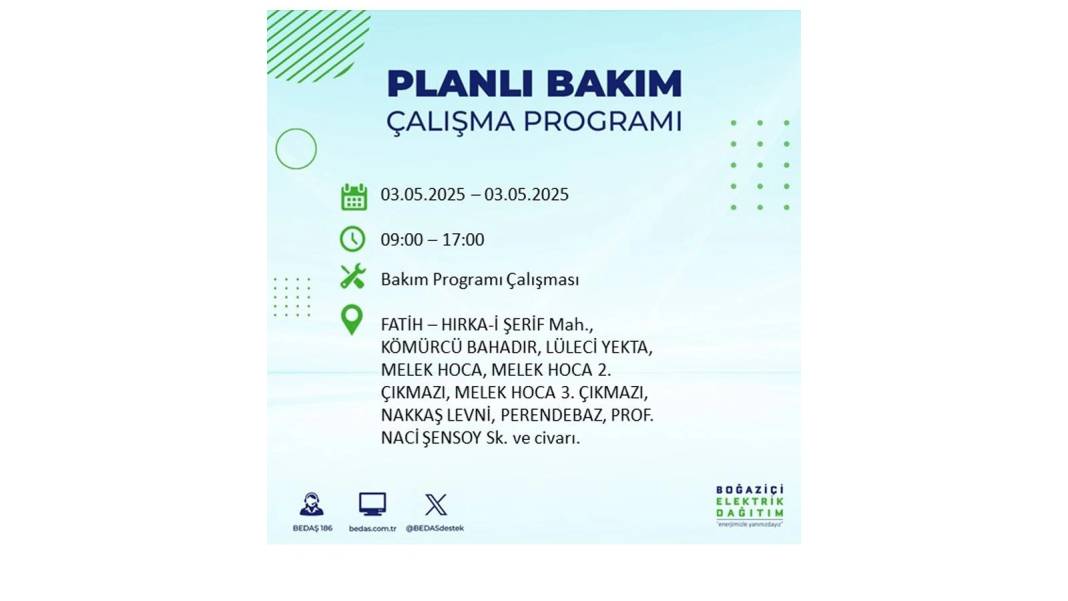 KARANLIĞA GÖMÜLECEKLER: 3 Mayıs Cumartesi elektrik kesintisi yaşayacak ilçeler belli oldu. BEDAŞ o ilçeleri uyardı! 20