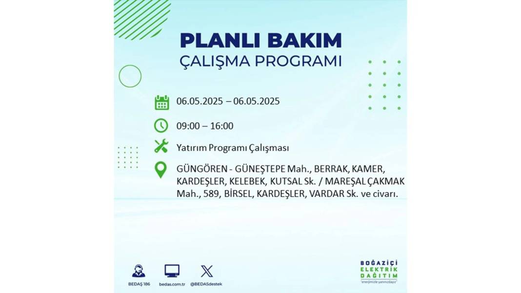 KARANLIĞA GÖMÜLECEKLER: 6 Mayıs Salı İstanbul elektrik kesintisi. BEDAŞ o ilçeleri teker teker uyardı 99
