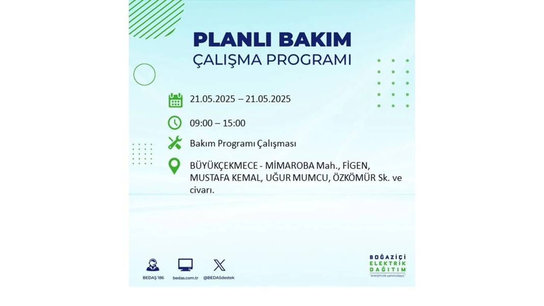 KARANLIĞA GÖMÜLECEKLER: 21 Mayıs Çarşamba İstanbul elektrik kesintisi. BEDAŞ elektrik kesintisi yaşayacakları sıraladı! 38