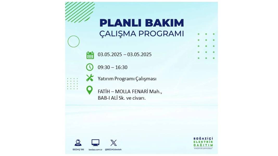 KARANLIĞA GÖMÜLECEKLER: 3 Mayıs Cumartesi elektrik kesintisi yaşayacak ilçeler belli oldu. BEDAŞ o ilçeleri uyardı! 18