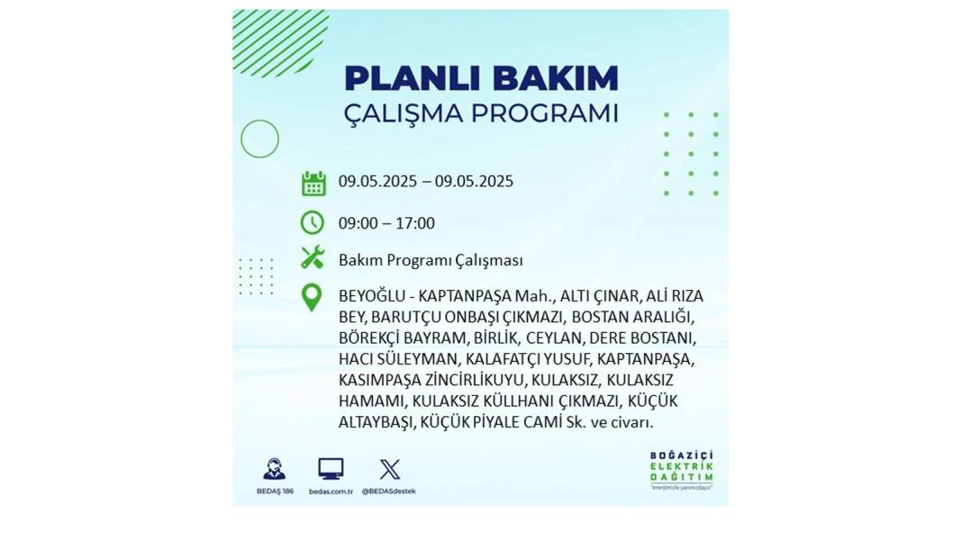 O İLÇELER KARANLIĞA GÖMÜLECEK: 9 Mayıs Cuma elektrik kesintisi yaşayacak ilçeler belli oldu. BEDAŞ'tan uyarı geldi! 71