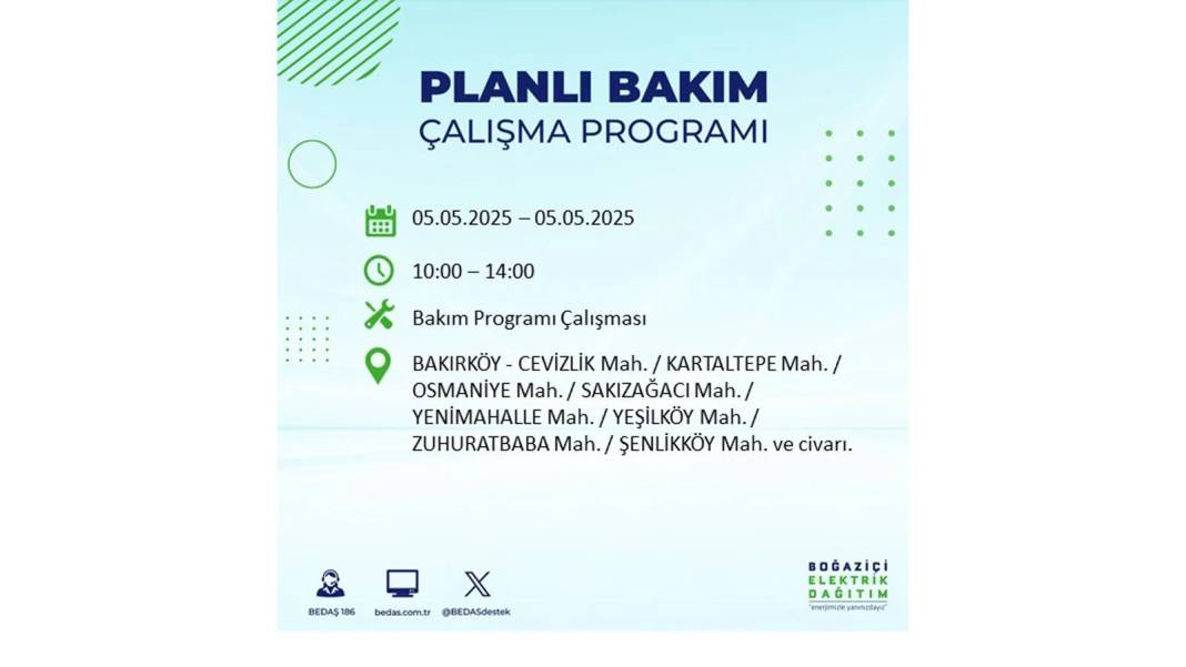 BÜYÜK ELEKTRİK KESİNTİSİ YAŞANACAK: BEDAŞ 5 Mayıs Pazartesi elektrik kesintisi yaşayacak ilçeleri sıraladı! 79