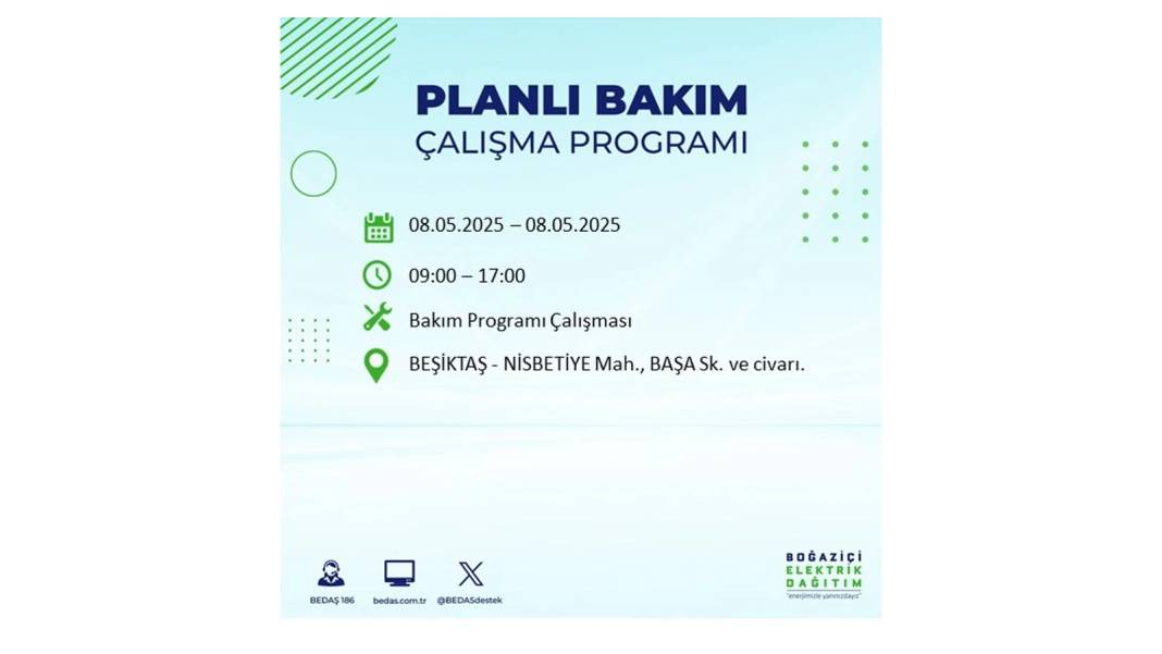 BÜYÜK ELEKTRİK KESİNTİSİ YAŞANACAK: 8 Mayıs Perşembe İstanbul elektrik kesintisi. BEDAŞ o ilçeleri uyardı! 71