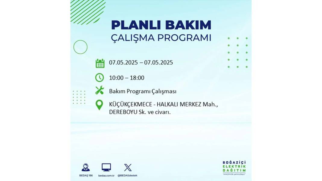 BÜYÜK ELEKTRİK KESİNTİSİ YAŞANACAK: BEDAŞ 7 Mayıs Çarşamba günü elektrik kesintisi yaşayacak ilçeleri sıraladı! 59