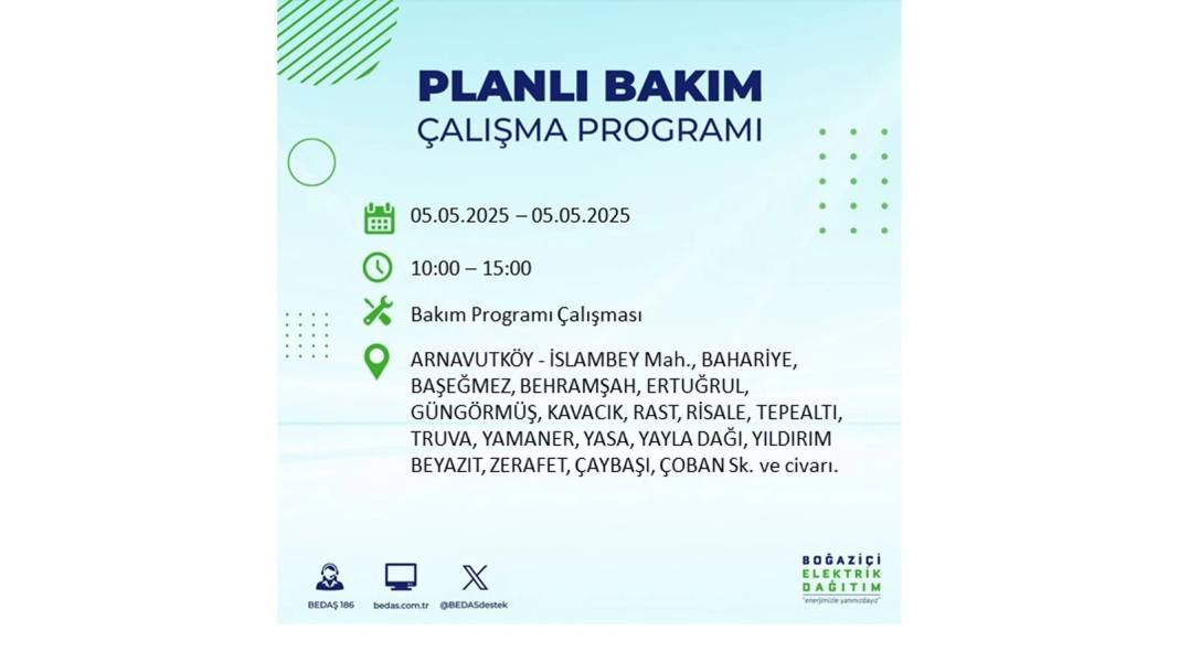 BÜYÜK ELEKTRİK KESİNTİSİ YAŞANACAK: BEDAŞ 5 Mayıs Pazartesi elektrik kesintisi yaşayacak ilçeleri sıraladı! 105