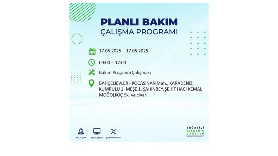 O İLÇELER KARANLIĞA BÜRÜNECEK: 17 Mayıs Cumartesi İstanbul elektrik kesintisi. BEDAŞ o ilçeleri uyardı! 17