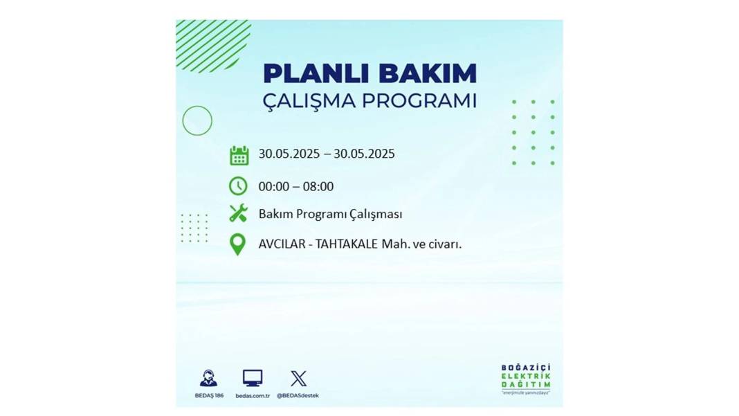 ELEKTRİKLER SAATLERCE OLMAYACAK: BEDAŞ 30 Mayıs Cuma günü elektrik kesintisi yaşayacak ilçeleri sıraladı 71