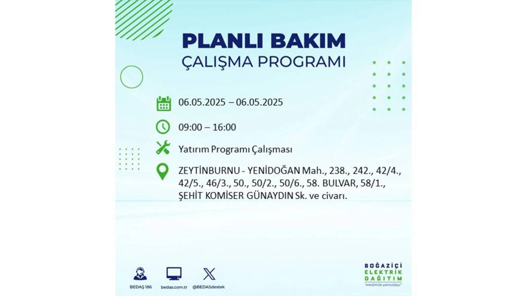 KARANLIĞA GÖMÜLECEKLER: 6 Mayıs Salı İstanbul elektrik kesintisi. BEDAŞ o ilçeleri teker teker uyardı 123