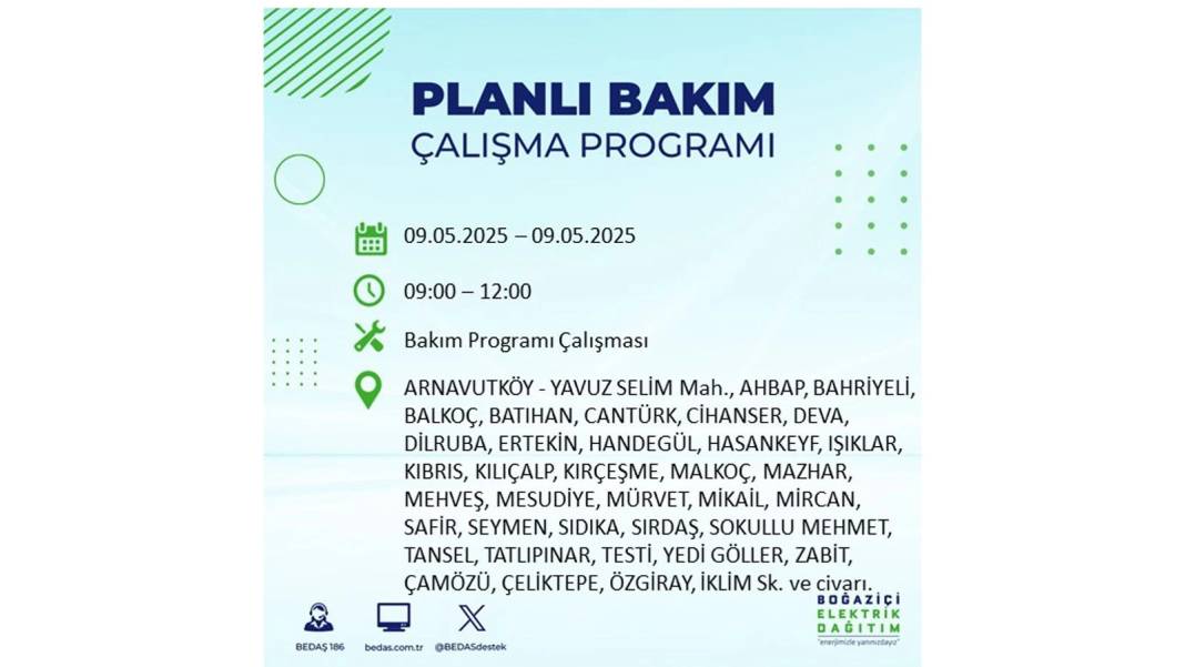 O İLÇELER KARANLIĞA GÖMÜLECEK: 9 Mayıs Cuma elektrik kesintisi yaşayacak ilçeler belli oldu. BEDAŞ'tan uyarı geldi! 97