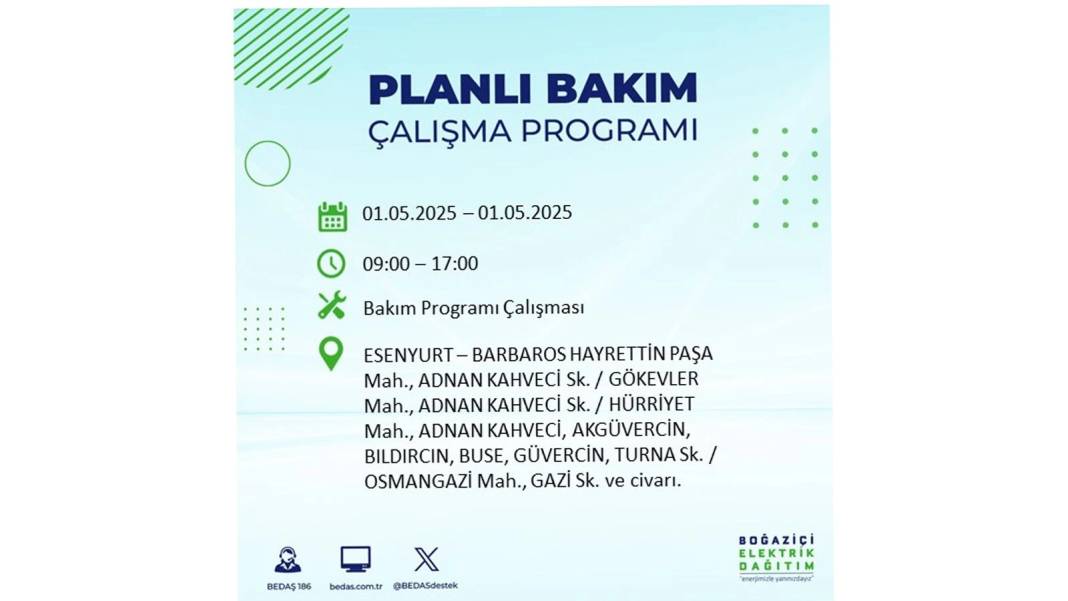 KARANLIĞA HAPSOLACAKLAR: 1 Mayıs Perşembe İstanbul elektrik kesintisi. BEDAŞ o ilçeleri teker teker uyardı 5