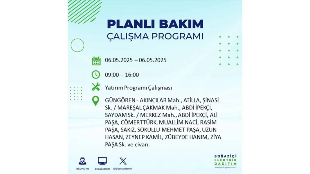 KARANLIĞA GÖMÜLECEKLER: 6 Mayıs Salı İstanbul elektrik kesintisi. BEDAŞ o ilçeleri teker teker uyardı 98