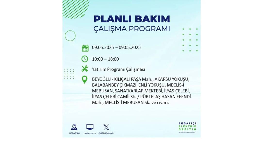 O İLÇELER KARANLIĞA GÖMÜLECEK: 9 Mayıs Cuma elektrik kesintisi yaşayacak ilçeler belli oldu. BEDAŞ'tan uyarı geldi! 70