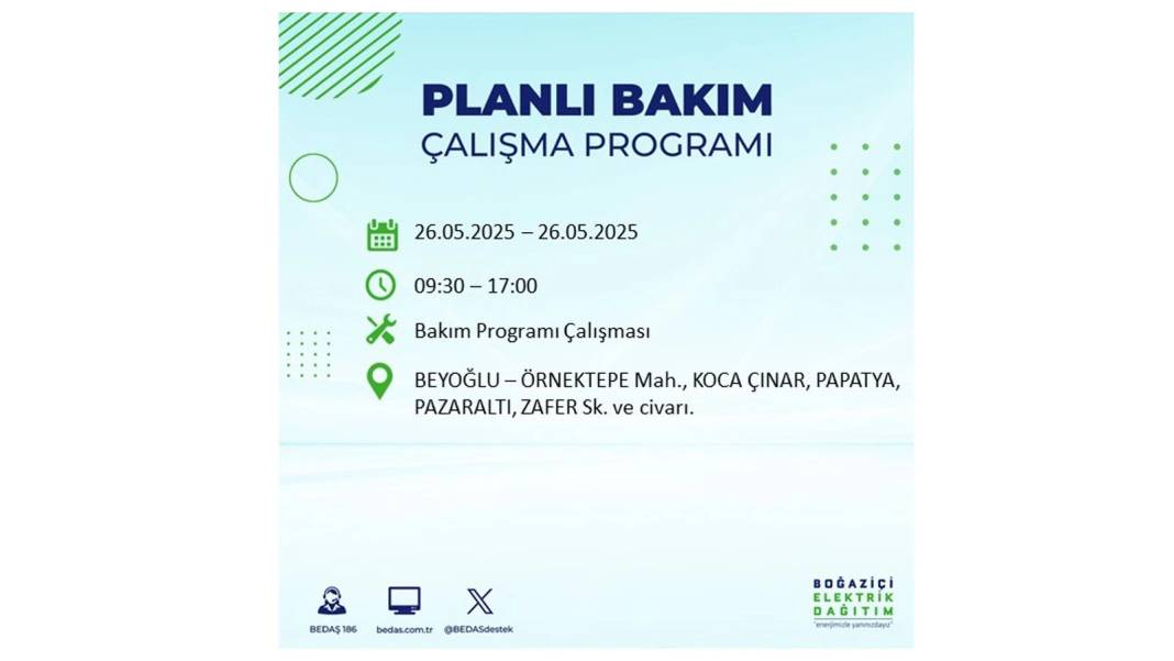 BÜYÜK ELEKTRİK KESİNTİSİ YAŞANACAK: BEDAŞ 26 Mayıs Pazartesi günü elektrik kesintisi yaşayacak ilçeleri sıraladı! 41