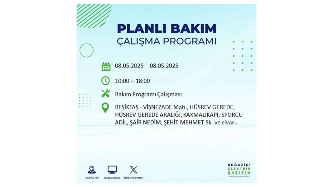 BÜYÜK ELEKTRİK KESİNTİSİ YAŞANACAK: 8 Mayıs Perşembe İstanbul elektrik kesintisi. BEDAŞ o ilçeleri uyardı! 70