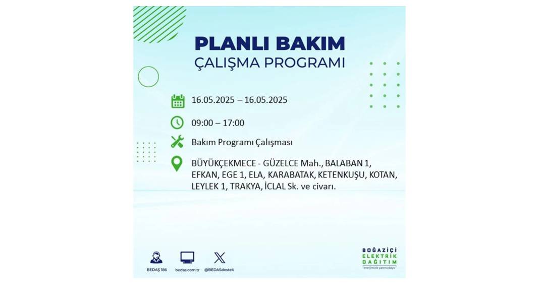 KARANLIĞA HAPSOLACAKLAR: 16 Mayıs Cuma İstanbul elektrik kesintisi. BEDAŞ elektrik kesintisi yaşayacak ilçeleri sıraladı! 60