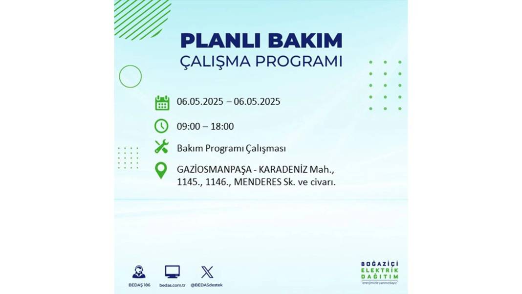 KARANLIĞA GÖMÜLECEKLER: 6 Mayıs Salı İstanbul elektrik kesintisi. BEDAŞ o ilçeleri teker teker uyardı 97